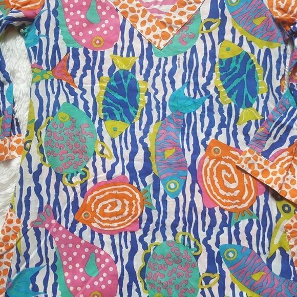 Gretchen Scott Designs Tunic Top Multicolor Fish Tropical Nautical Women’s XS - Picture 2 of 8